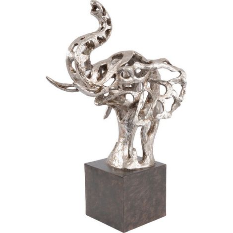 Addo Abstract Elephant Head Sculpture - Resin - L35 x W25 x H62 cm - Silver/Black