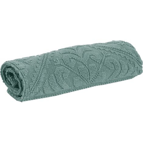 Tapis de Bain en Coton Jacquard Dense et Résistant à Motifs Arabesques Vert-de-Gris - PANGIVO (1/5)