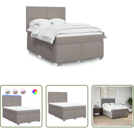 Matelas à ressorts ensachés - Sommier à lattes de lit avec matelas Taupe 140x200 cm Tissu (1/5)