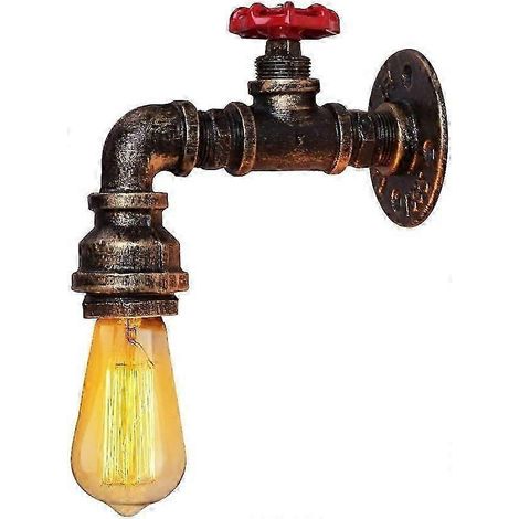Wasserröhren-Wandleuchte, Vintage-Industrie-Wandleuchte, Röhren-Wasserhahn-Eisen-Finish-Wandleuchte (1/5)