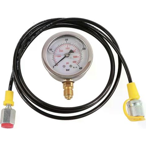 Raccord de test pour flexible hydraulique M162BSP1/4 + manomètre 0400BAr 6000PSI, flexible de 15 m - JXLGV (1/4)