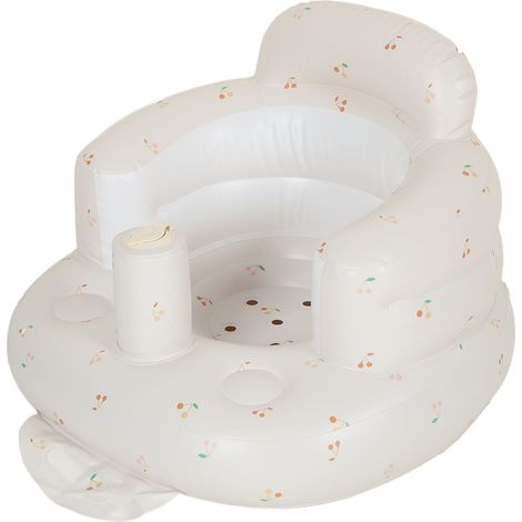 Siège gonflable pour bébé avec pompe à air, dossier portable, sûr, doux et mignon, support pour s'asseoir, châssis moyen, motif cerise (1/5)