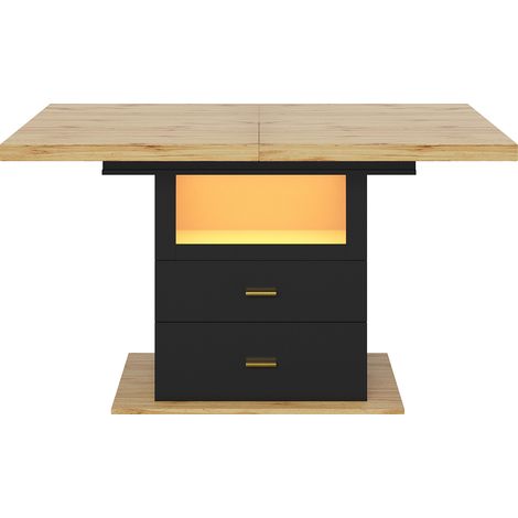 Ausziehbarer Esstisch110 (140)x 80 x 75 cm Geeignet für Esszimmer Küchen oder Terrassen Mit LED-Beleuchtung Esstisch 6 Personen (1/5)