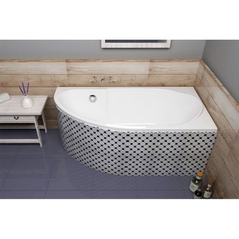 ECOLAM Baignoire d'angle acrylique Miki Polimat 145x85cm droite  pieds siphon + silicone  Aspect moderne original produit (1/5)