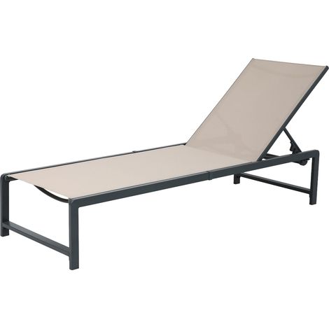 Axi Zane Transat En Gris / Marron Bain De Soleil Avec Structure Métallique Réglable En 5 Positions Chaise Longue D'Extérieur / De Jardin (1/5)