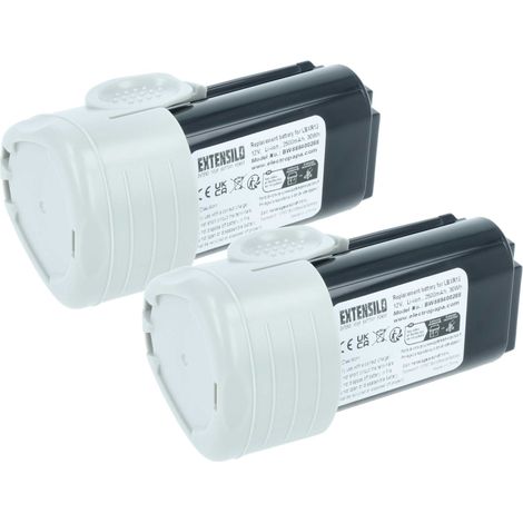EXTENSILO 2x Akku Ersatz für Black & Decker BL1310, BL1110, BL1510, LBXR12, LBX12, LB12 für Werkzeug (2500 mAh, Li-Ion, 12 V)