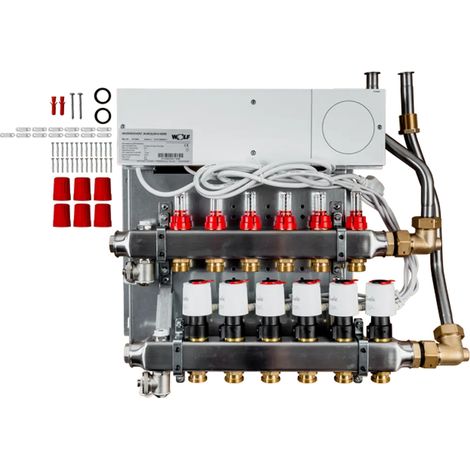 Wolf Collecteur de circuit de chauffage avec régulateur CUC 6 circuits de chauffage, UF-Control 230V, 2072446
