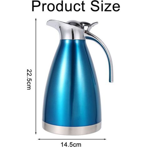 Cafetière - Inox - 1,5 L - Isolée sous vide - Double paroi - Bleu (1/5)