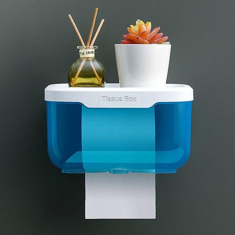 Porte-papier toilette et distributeur d'essuie-mains bleus pour boîte de rangement de salle de bain (1/4)