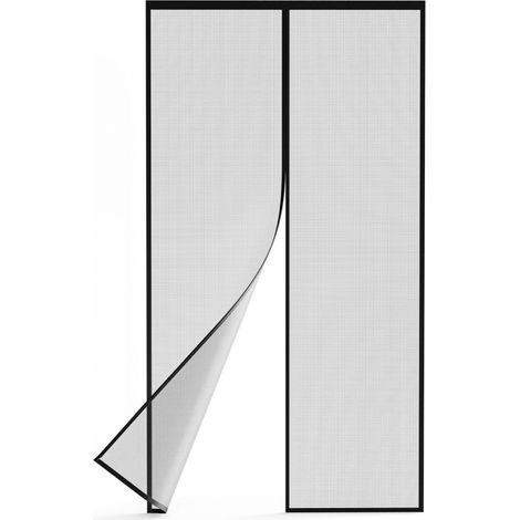 Moustiquaire aimantée pour porte fenêtre, fixation avec bande adhésive sans perçage, maille fine - 100 x 210 cm - Noir - Linxor (1/5)