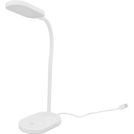 Lampe de bureau LED ABS 5V 2,8W 5000K 12 LED à col de cygne réglable, lumière blanche, alimentation USB, commande tactile, lampe de table pour chambre (1/5)