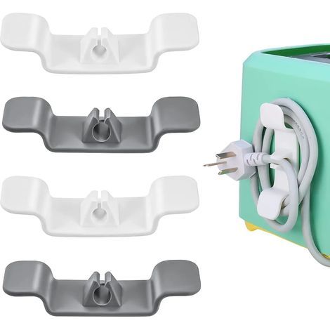 Set mit 4 Kabelaufwicklern, selbstklebenden Kabelhaltern, Kabelclips für Küchengeräte, Kabelorganisatoren für Küchengeräte, für Küchenmaschinen, Kabelmanagement (1/5)