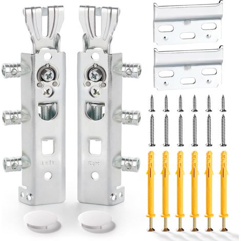 2 Pièces Suspension D'armoire Supports, Attaches Dissimulées pour Armoires Murales, Support de Suspension D'armoire de Cuisine Dissimulé, avec Vis et Couvercle, Poids du Roulement: 100kg (1/5)