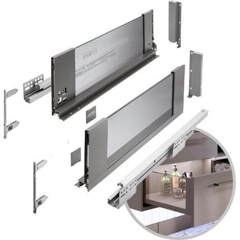 GTV - Sistema di cassetti AXIS PRO  Cassetto con lati in vetro  Altezza 167 mm  Lunghezza: 350 mm  Antracite con vetro fumé (1/5)
