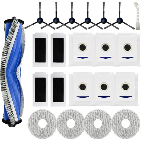 Accessories for ECOVACS DEEBOT T30 PRO OMNI/T30 OMNI Robot Vacuum Cleaner, 1 Main Brush, 4 Mops, 4 Filters, 6 Side Brushes, 6 Dust Bags, 1 Brush (1/5)