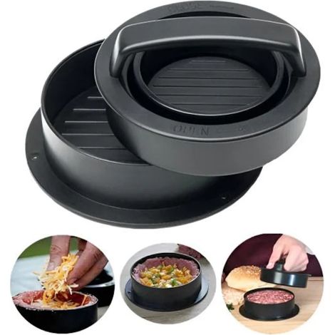Prensa para hamburguesas, kit de moldes, plástico ABS, negro (1/5)