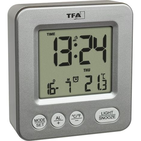 TFA Dostmann 60.2567.54 Funk Wecker Silber Alarmzeiten 1 (1/5)