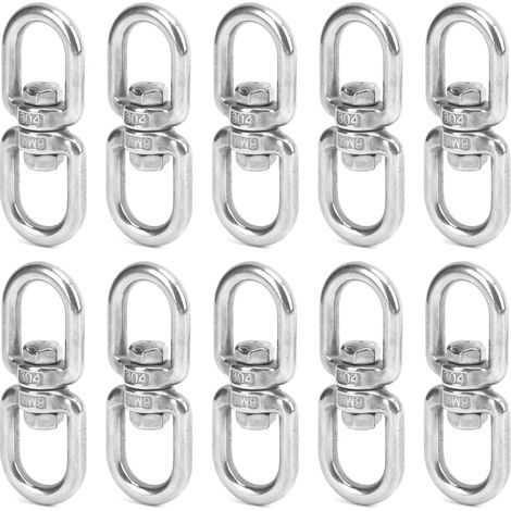 10 crochets pivotants M6 à double extrémité en acier inoxydable, connecteurs d'anneaux de manille en forme de 8 (1/5)