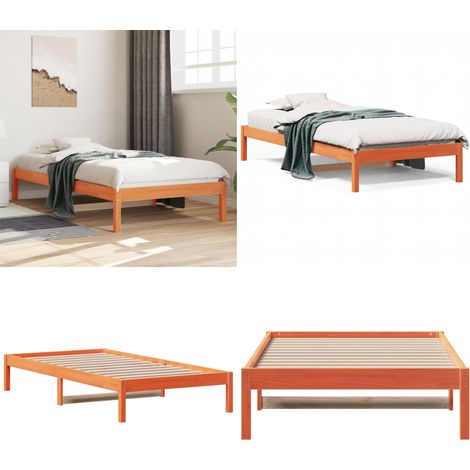 Sofá cama sin colchón madera maciza pino marrón cera 80x200 cm - Sofá cama madera - Sofá cama sin colchón