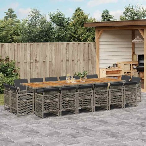Ensemble à manger de jardin 17 pcs-Salon de jardin et coussins résine tressée 890236 (1/5)