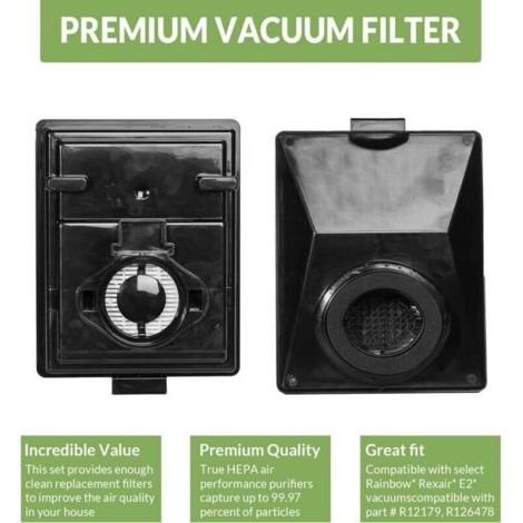 Filtre HEPA de remplacement pour aspirateur , compatible avec les pièces Rainbow E2 Series R12179 et R12647B , accessoires , lavable et réutilisable , 1 paquet (1/3)