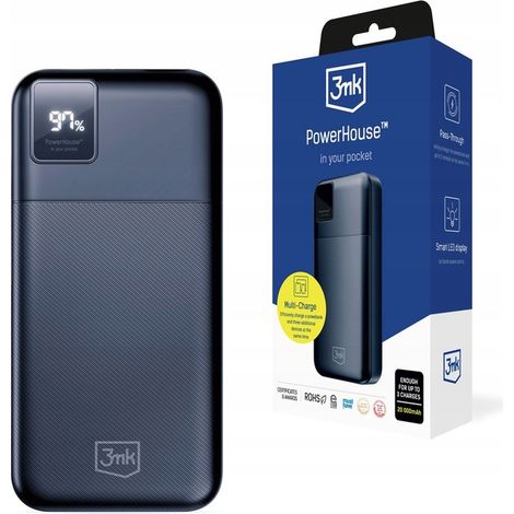 Zubehör – 3mk PowerHouse 20.000 mAh 22,5 W USB 2A1C1M – Schwarz