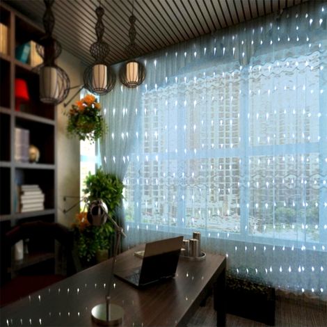 3x3 m lange LED-Lichterkette mit 300 LEDs, Kupferdraht, 4 Musiksteuerungsmodi, 8 Beleuchtungsmodi, weißes Licht, 8-Funktionen-Fernbedienung (1/5)