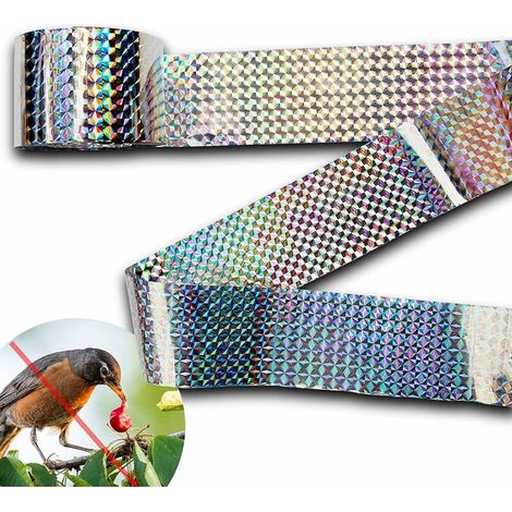 RHG Bande Repulsif  Anti Pigeon Effaroucheur d'oiseaux Double Face Anti Oiseaux Bande Anti-Oiseaux Holographique Brillant pour Effrayer Les Oiseaux Effaroucheur d' Oiseaux 4.8cm110m