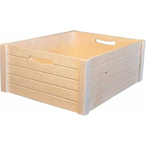 Cassetta Portafrutta Cassettina Contenitore Doghe in Legno con Manici 44x34x20cm