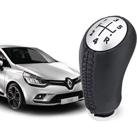 Pommeau de Vitesse Clio 3 – EN CUIR - Levier de Vitesse 5 Vitesses pour Laguna / Megane 2 / Clio 4 / Scenic / Kangoo