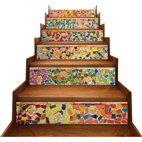 6 adesivi per scale, impermeabili e rimovibili, decorazione per cucina e bagno (18x100 cm)