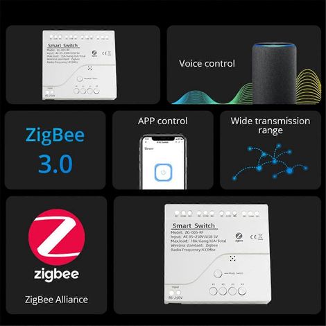 Interrupteur intelligent Tuya Zigbee 4 canaux, capteur à contact sec passif, AC85-250V, blanc (1/5)