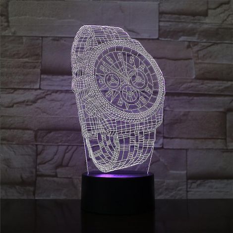 Montre mécanique, veilleuse LED 3D, lampe de table pour chambre à coucher, changement de couleur (1/2)