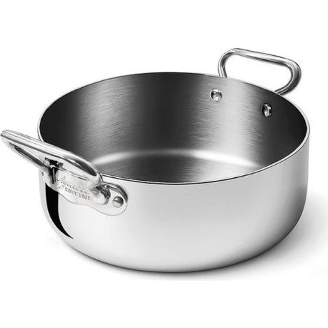 AGNELLI Casseruola Bassa Aluinox 3Ply Inox Lucida 36x13 Cm 2 Manici