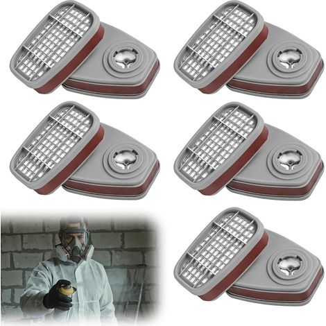 10 x 6001 Filter for Paint Mask, Organic Vapor, Chemical Filter against Dust, Gas, Organic Vapors, with 6100/6200/7501/7502/6502/6800 (1/5)