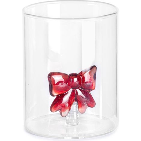 BICCHIERE IN VETRO CON FIOCCO PER TAVOLA E REGALO SHEENA D8X10H