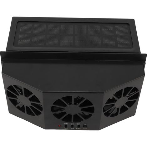 Ventilador para coche de 1,5 W con energía solar y tres salidas de aire, color negro. (1/5)