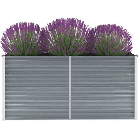 Lit surélevé de jardin-Jardinière surélevée-Bac de jardin surélevé Acier galvanisé 160x40x77 cm Gris (1/5)