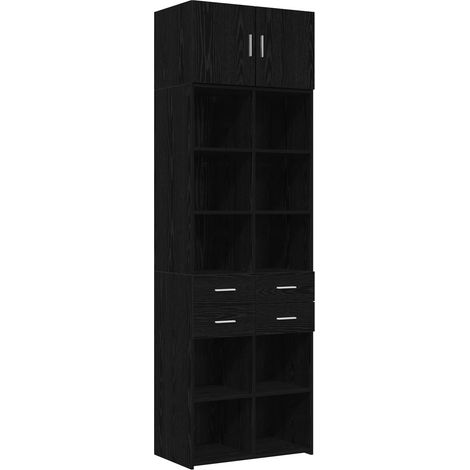 vidaXL Storage Cabinet with Shelves Black Oak 70 x 42.5 x 225 cm