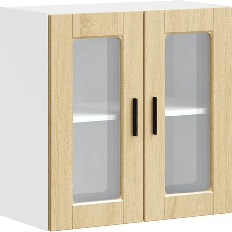 Mueble de cocina de pared de diseño moderno con puerta de cristal 60 x 31 x 60 cm madera de roble Sonoma 020050425 (1/5)