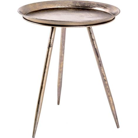 Table d'appoint ronde 44x54 cm en métal bronze antique (1/3)