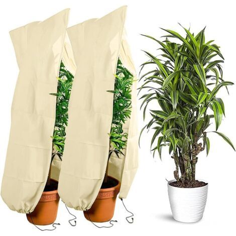 2er-Pack Winter Pflanzenschutzhüllen, 120 x 180 cm, Frostschutz, mit Reißverschluss und Kordelzug, Winterschutz, für Baum, Palme, Balkonpflanzen