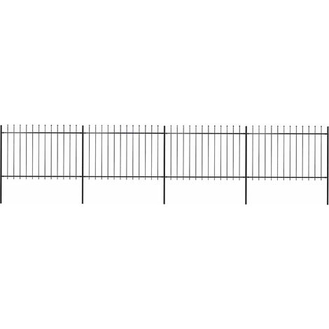 vidaXL Clôture de jardin avec dessus en forme de lance en acier 671 x 120 cm Noir (1/5)