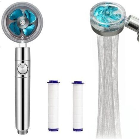(bleu, un).Pommeau de douche à puissance accrue, pommeau de douche haute pression, jet rotatif à 360 °, installation facile pour accessoires de salle de bain avec filtre (1/4)