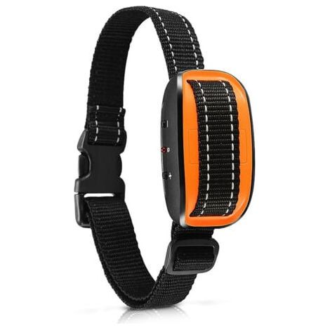 Collier anti-aboiement pour chien, collier d'auto-apprentissage réglable, 7 niveaux de sensibilité, collier anti-aboiement avec vibration et buzzer pour petits et grands chiens - Orange (1/5)