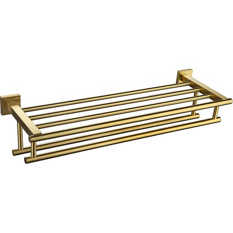 Double towel bar, wall-mounted, suitable for bathrooms and toilets, gold, 40cm (1/5)
