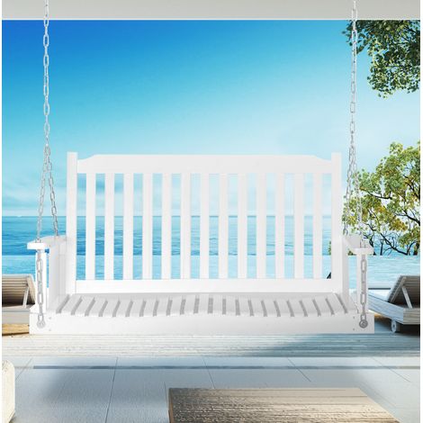 Sillon columpio jardin 2 plazas madera blanca OKMYHOME (1/3)