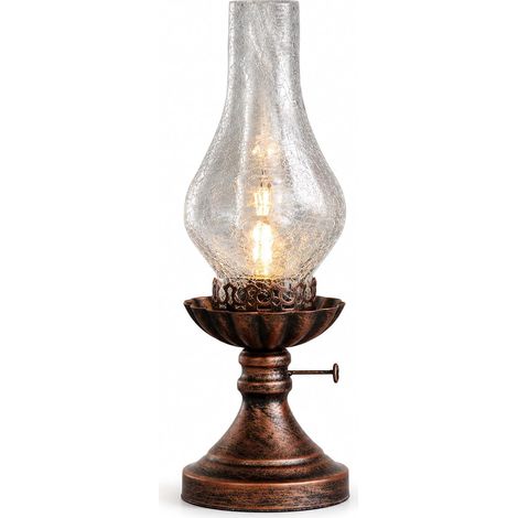 Lampe à huile Vintage électrique en verre fissuré Multi usage lampe décorative de sécurité pour la maison et l'intérieur commercial (ampoule non incluse) (1/4)