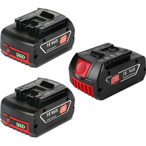 3X 18V 5,0Ah Akku für Bosch Professional GBA 18 Volt, 5.0 Ah Ersatzakku kompatibel mit Bosch GAL GSR GSB GBH GWS, für Bosch BAT609 BAT610 BAT618 17618 25618-01 BAT620 Lithium-Ionen Akkupack