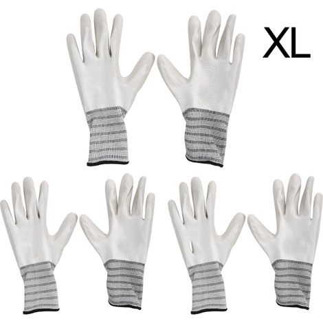 3 paires de gants de travail en nitrile caoutchouc, résistants à la coupure et à l'usure, protection XL pour jardinage et réparation. (1/5)